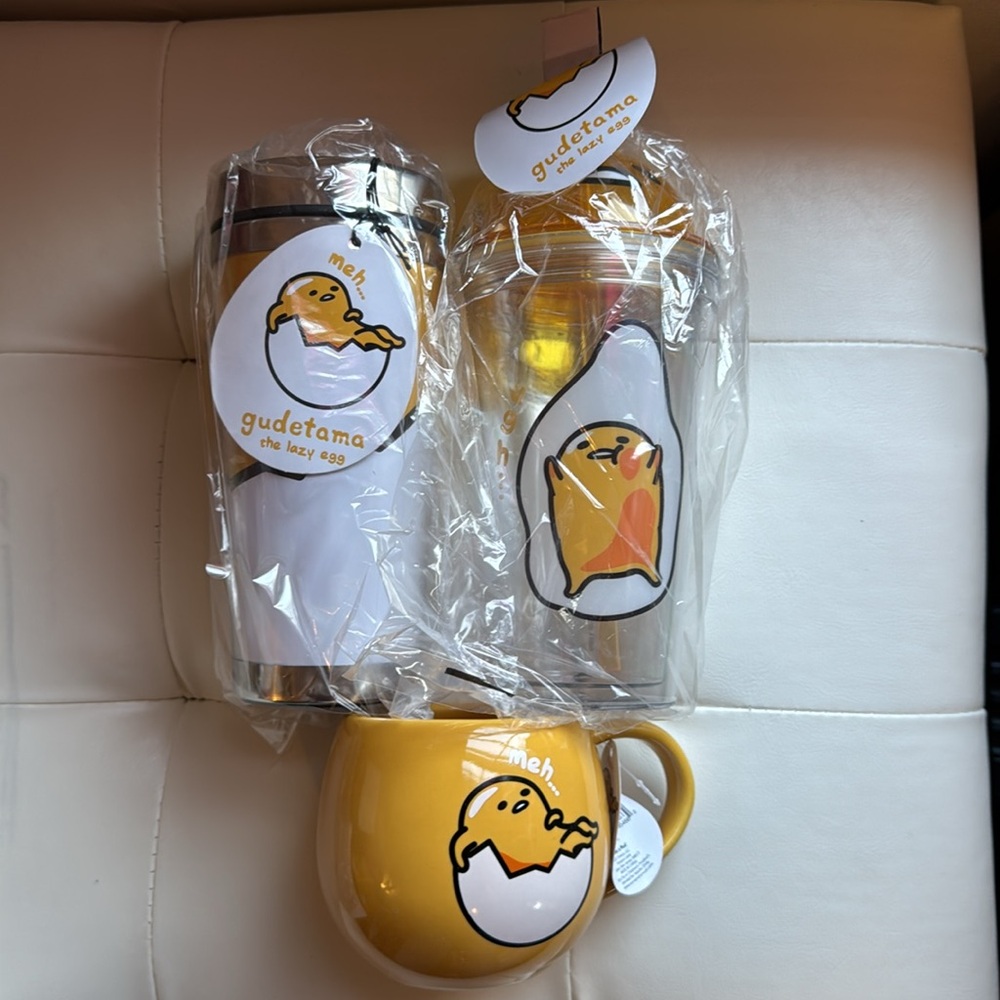 Gudetama Lazy Egg 3 cup mug set